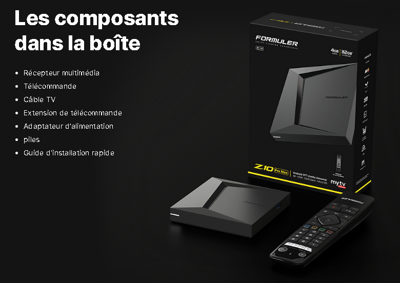 Composants dans la box Formuler Z10